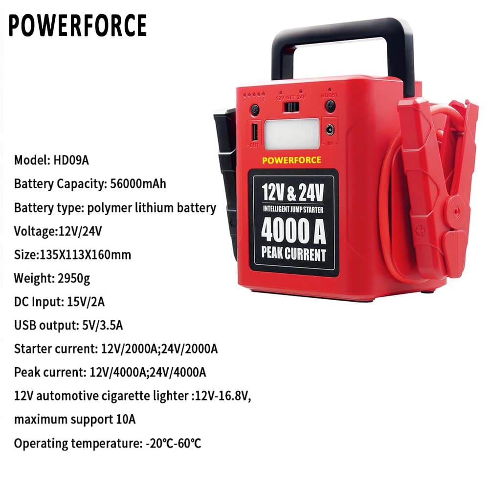 4000A potente avviatore di emergenza batteria di emergenza automatica 12V/24V DC-DC Booster Power Bank portatile 56000mAh Start-up Auto spedizione gratuita