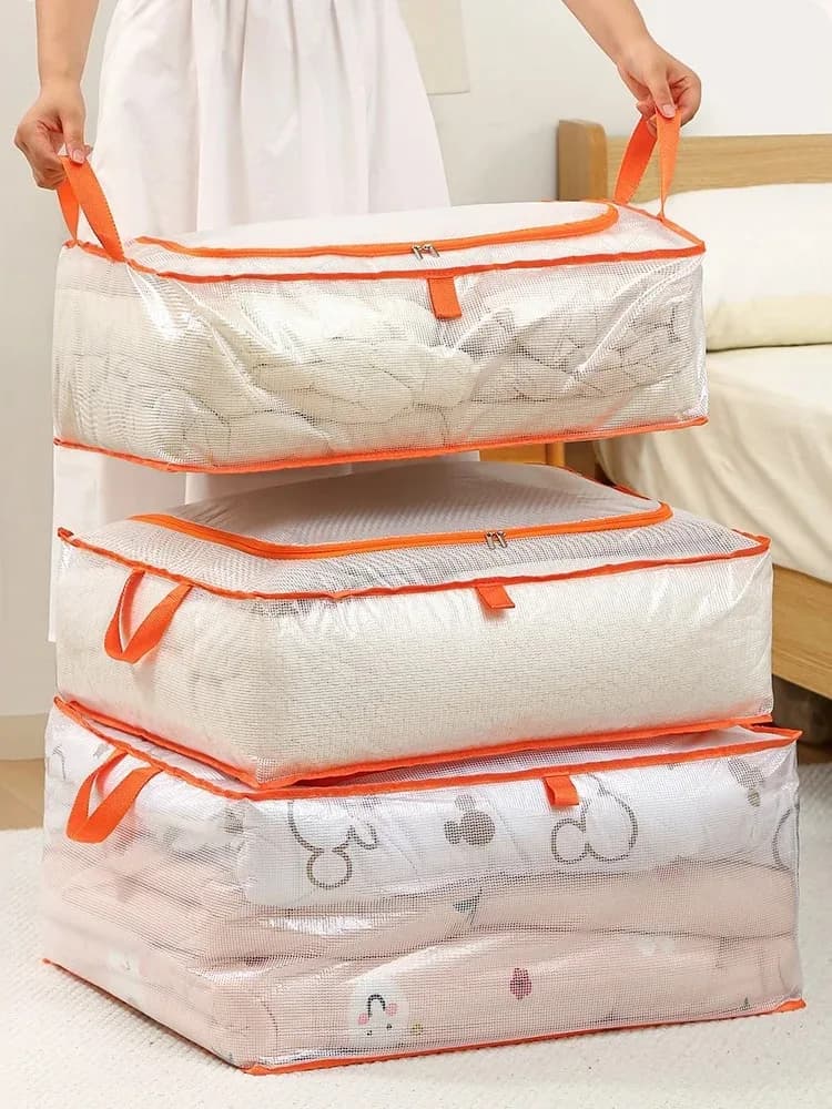 1Pc Storage Bags with Zipper, Large Capacity - Closet, Underbed Storage Organizer for Clothes, Bedding, Toys, Pillows & Blankets