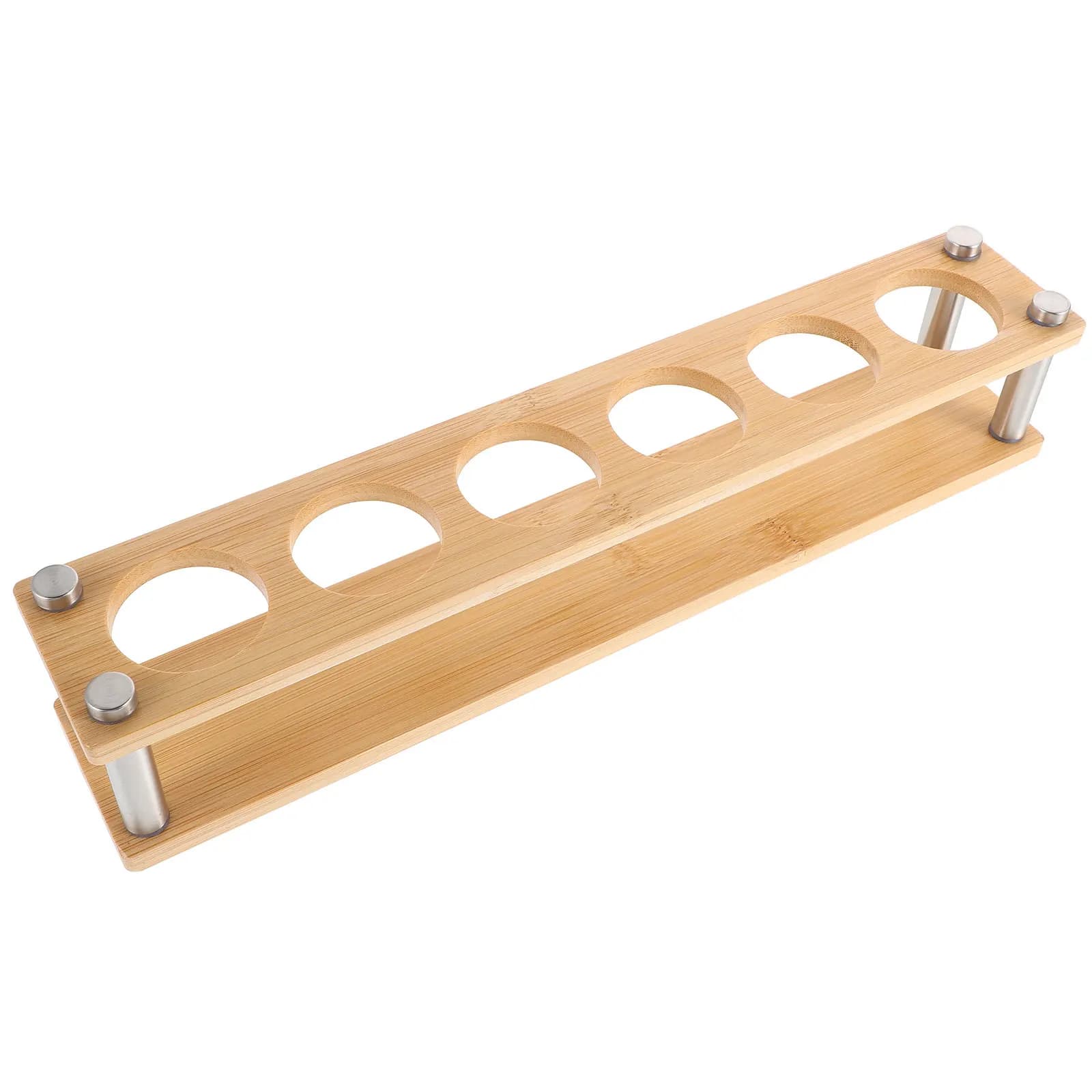 Portabicchierini in Legno a 6 Fori, Elegante Espositore Salvaspazio per Bicchieri da Bar, Organizzatore per Casa, Cucina, Feste e Raduni