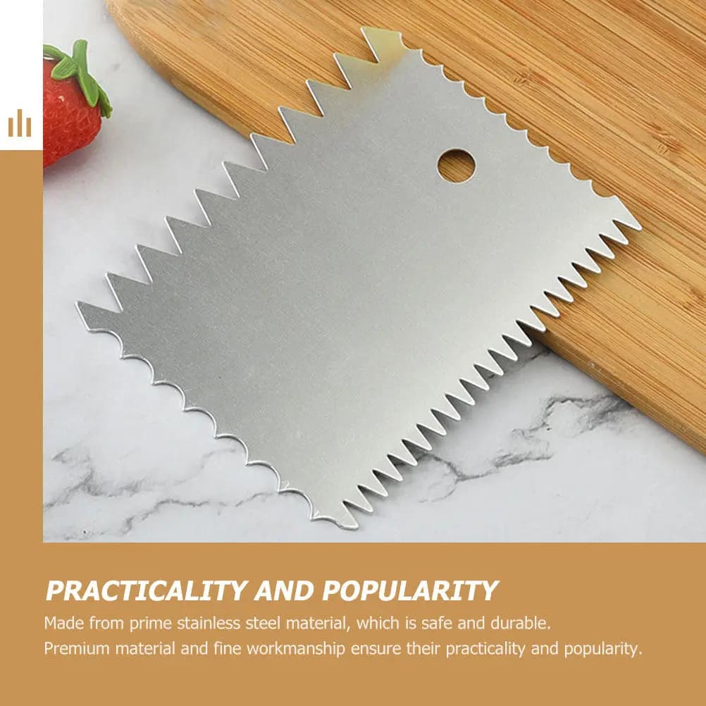 6Pcs One-Piece Stainless Steel Cake Scraper Smoother Set Versatile Baking Tool for Cream Smoothing Dough Cutting Pastry Shaping