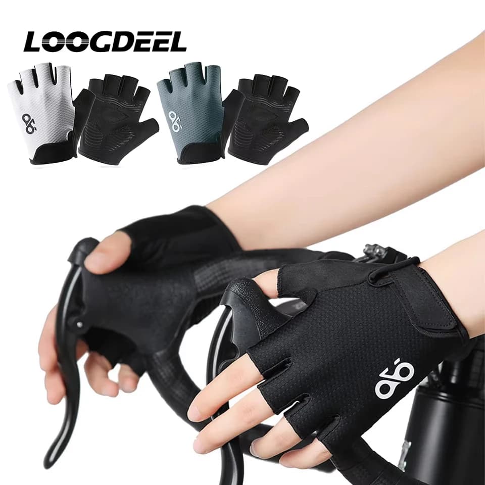 LOOGDEEL 1 pair of outdoor cycling gloves, fitness, mountain areas, road cycling, half finger gloves, breathable, anti-slip