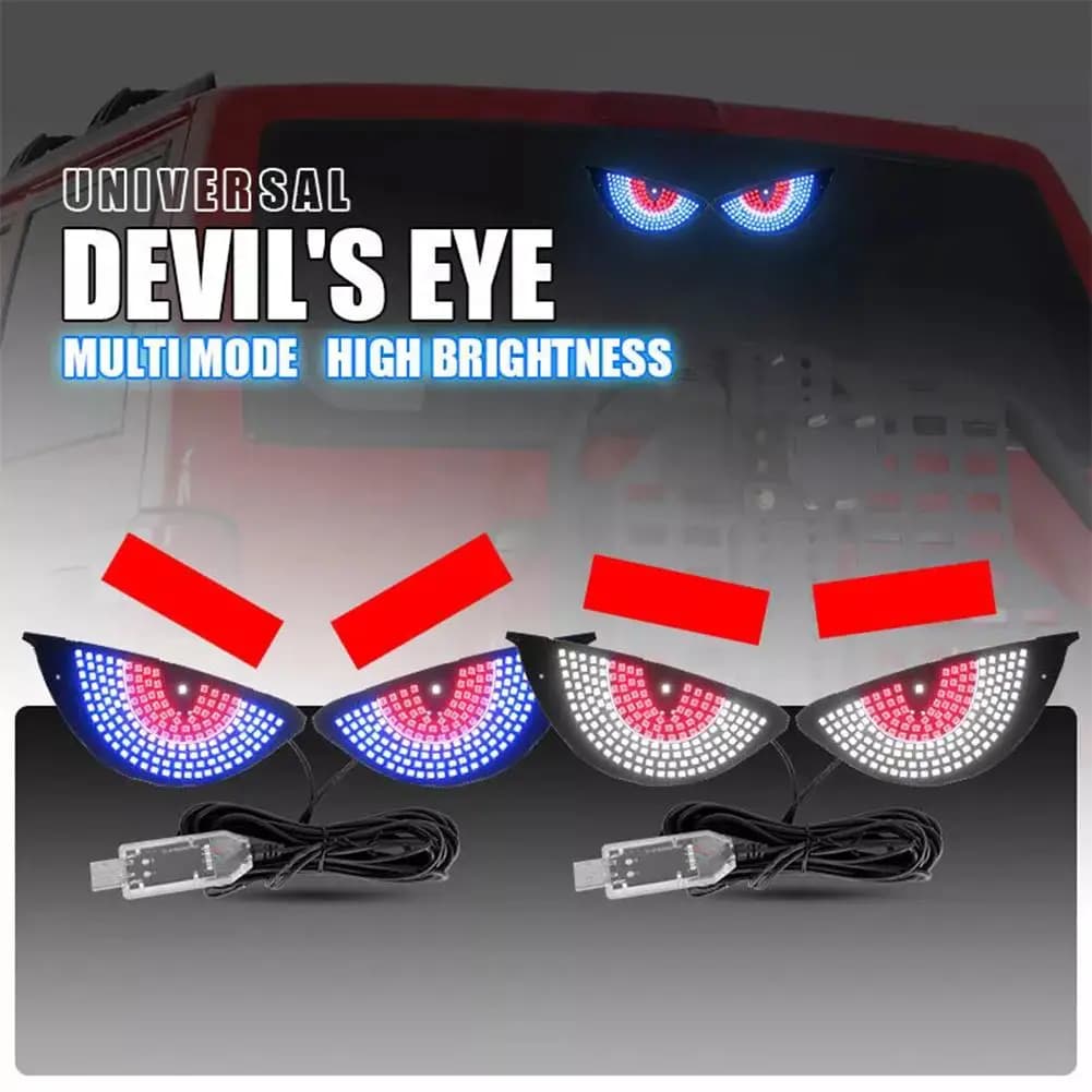 Luce per occhi da diavolo per auto Schermo colorato per lampada per occhi per finestrino dell'auto Display a LED per lunotto posteriore per auto Illumina il segnale di razza stradale F0U4