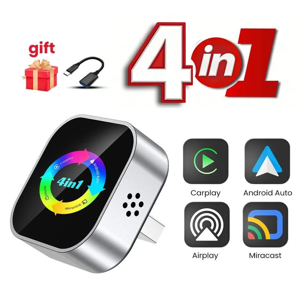 Smart MiNi AI Box CarRock 4in1 New Upgrade Carplay Adapter Wireless Android Auto Mirror Link USB Plug and Play Auto Connect WiFi