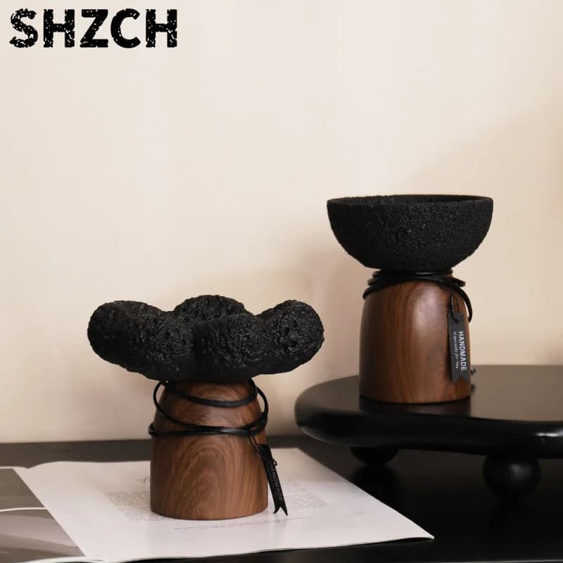 Retro Walnut Wood Grain Incense Holder Black Desktop Aroma Diffuser Ornament Unique Home Decor Minimalist Festival Holiday Gift