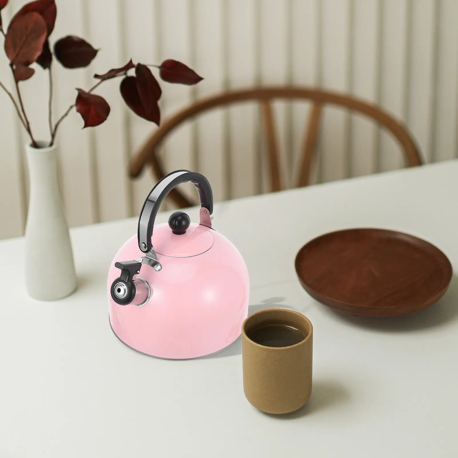 3L Stainless Steel Whistling Tea Kettle Stovetop Folding Handle Loud Whistle Home Dorm Apartment Camping Use Non-Electric Hot