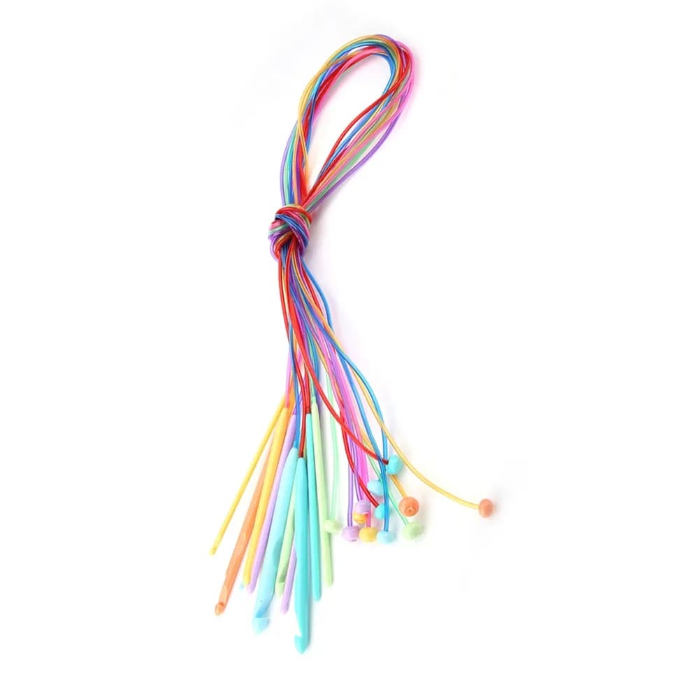 12pcs US Sizes E to O Tunisian Crochet Hook Set ABS Plastic 3.5-12mm Crochet Hooks With Cable With Cable Multicolor