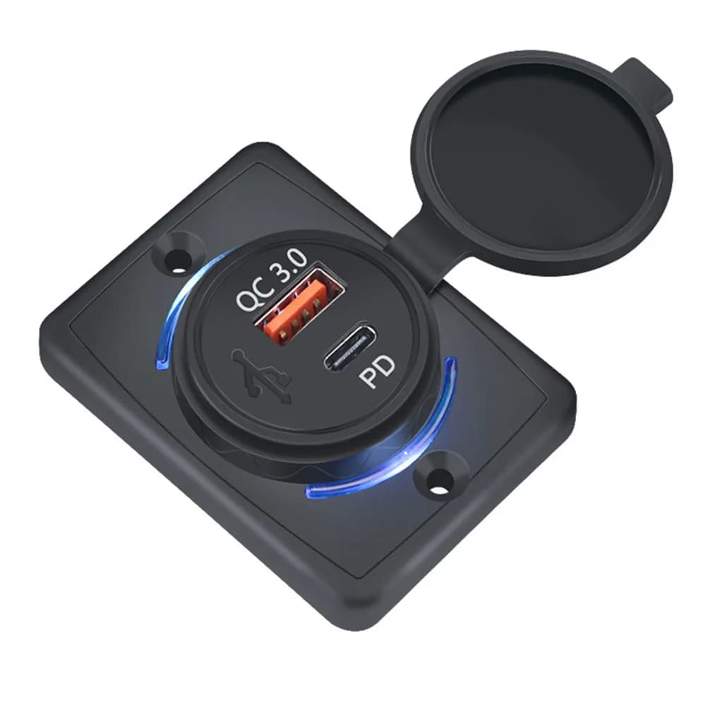 PD QC 3.0 Caricatore doppio USB Caricabatteria da auto universale Adattatore di alimentazione Adattatore di ricarica rapida impermeabile per moto 12V/24V