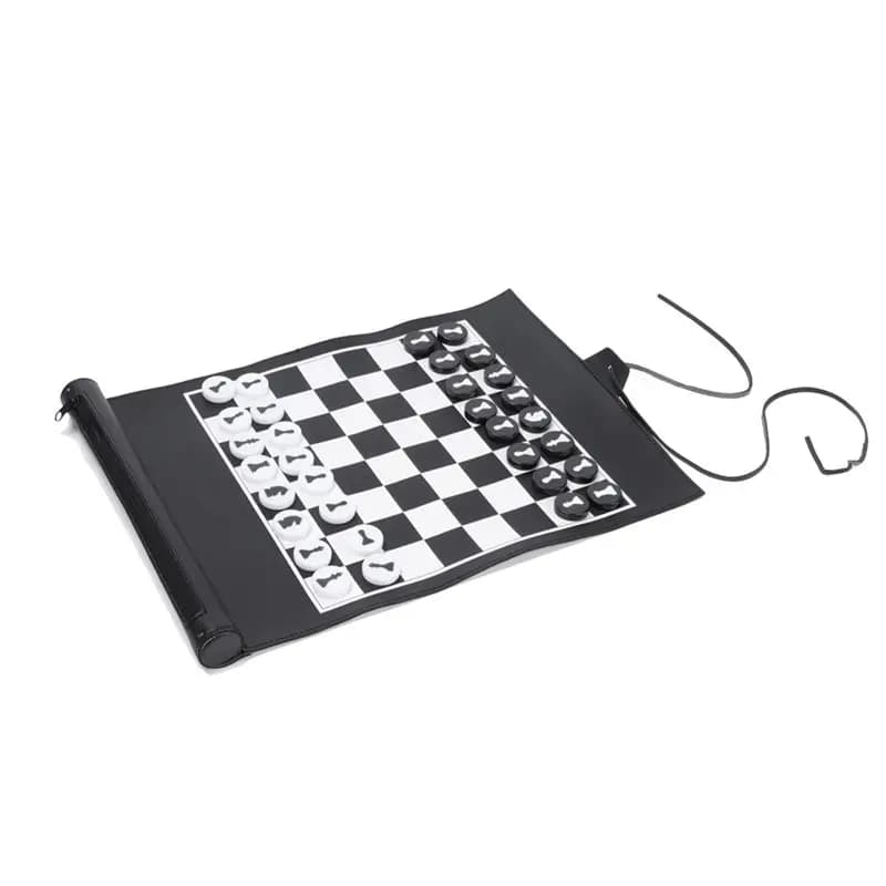 Roll Up Backgammon Chess Set PU Mini Portable Board Game For Children Outdoor Travel Family Backgammon Table Game Durable Eco-Fr