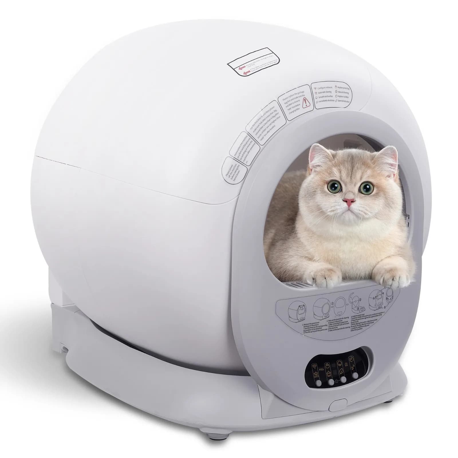 Lettiera per Gatti Intelligente Autopulente, Robot Automatico per la Pulizia della Lettiera, Grande 65L