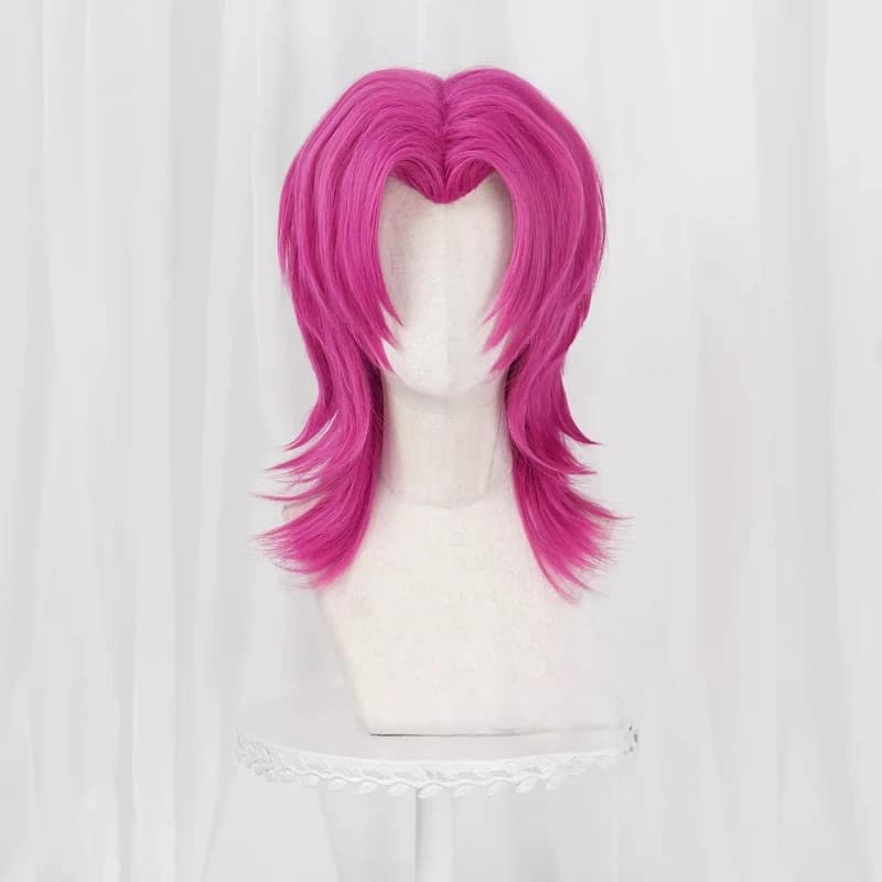 Parrucca cosplay K-pop da uomo Saja Romance, rosa, capelli corti, per costumi