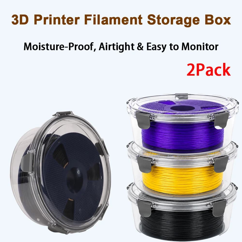2Pack Filament Storage Box for 3D Printer Filament Airtight Sealed Container Portable Moisture Proof Case for PLA PETG ABS TPU A