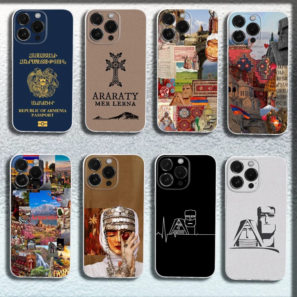 Custodia per passaporto con bandiera dell'Armenia per iPhone 16 15 14 13 12 11 Pro Max Mini X XS SE 7 8 Plus 16E Cover morbida in silicone antiurto