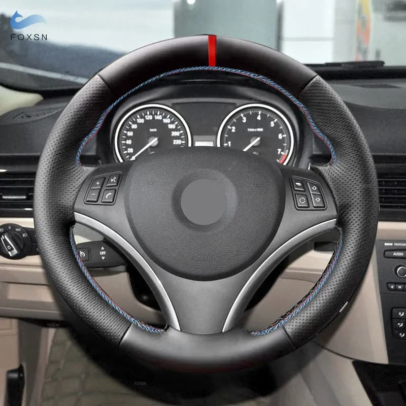 Interior Microfiber Leather Steering Wheel Cover Trim For BMW X1 E84 2011-2013 (old style) E82 E87 120i 130i E90 320i 325i 330i