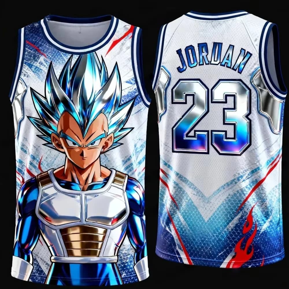 Maglia da basket Super Saiyan Vegeta 2026, canotta stampata senza maniche 23, unisex, traspirante, per uomo, donna e bambino, tutte le taglie