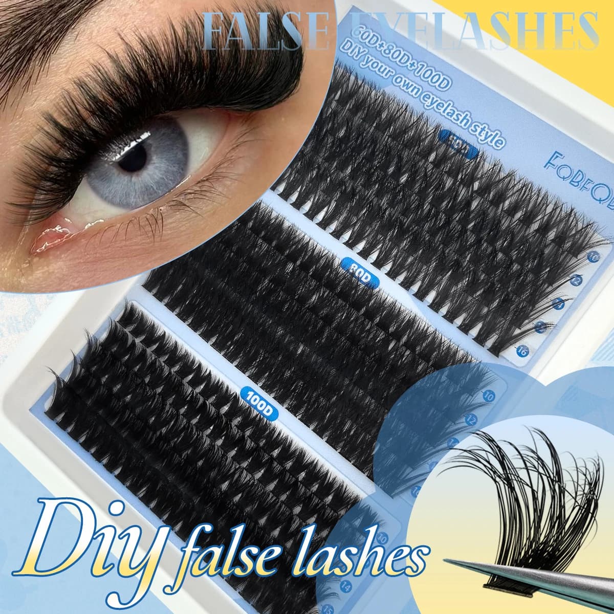 300 pieces of fake facial effect from you 60D/80D/100D effect 5D | Ciglia Finte Riccioline Spesse 0.07mm Mixed lengths 10-16mm | For Daily Use