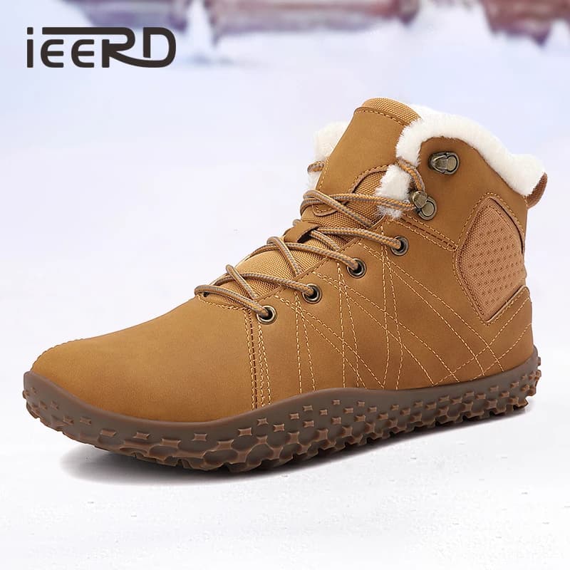 Waterproof Men Winter Snow Boots Soft Wide Toe Non-Slip Rubber Ankle Boot With Fur Hiking Boots For Outdoor Keep Warm Sneakers