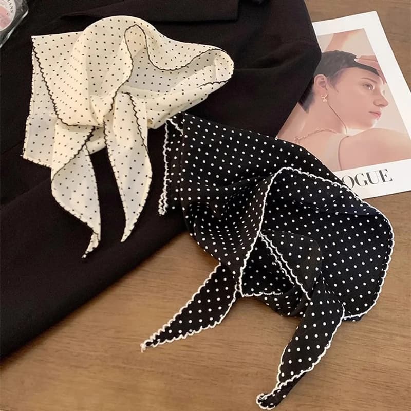 1Pcs Neckerchief Sweet Polka Dot Headband Turban Korean Fresh Small Scarf Mountaineering Scarf