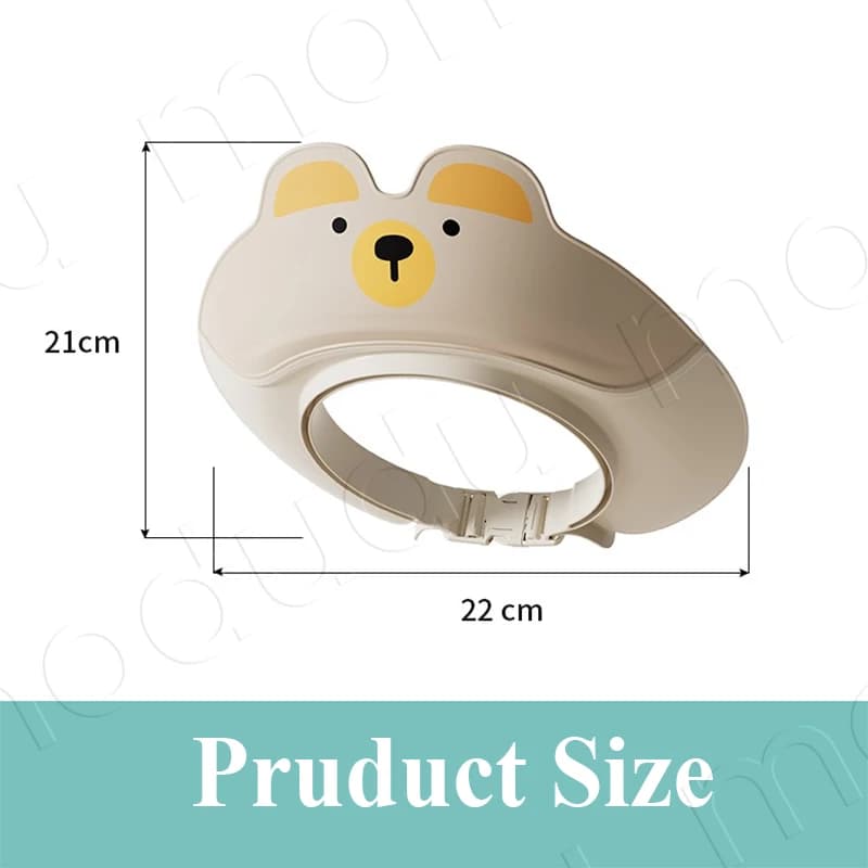 Adjustable children's shower cap, with dinosaur, cartoon bath visor, hair and ear protection, waterproof.