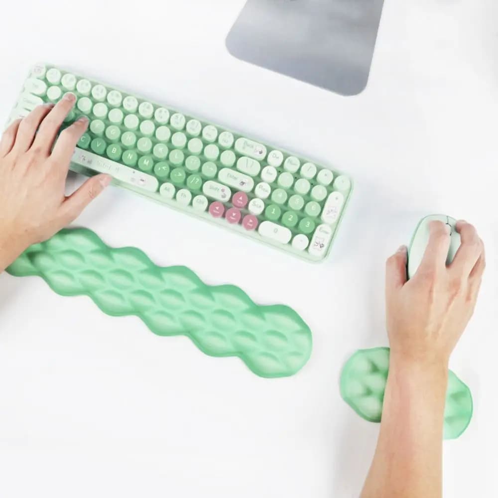 Tappetino per mouse ergonomico antiusura con supporto per il polso, cuscino morbido a lento ritorno per tastiera, poggiapolsi creativo antiscivolo per studenti