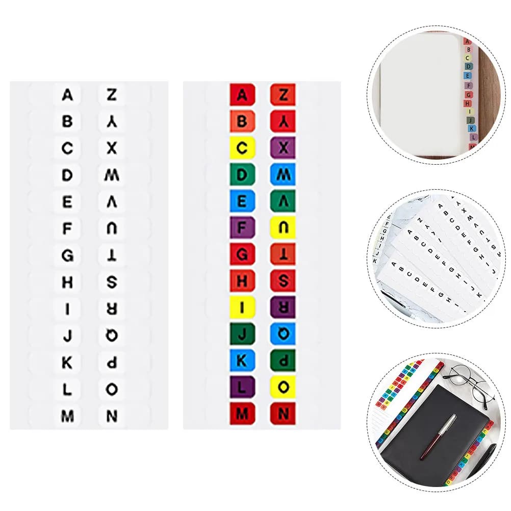 20 Set di Etichette Adesive Colorate A-Z in PVC Impermeabile per Quaderni, Agende, Libri di Testo, Pagine Autoadesive