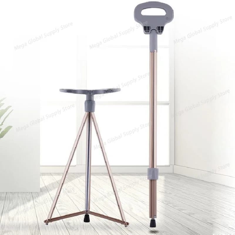 Collapsible Trekking Pole Chair, Portable 2 in 1 Hiking Stick with Seat, Lightweight Aluminum for Outdoor Fishing Camping
