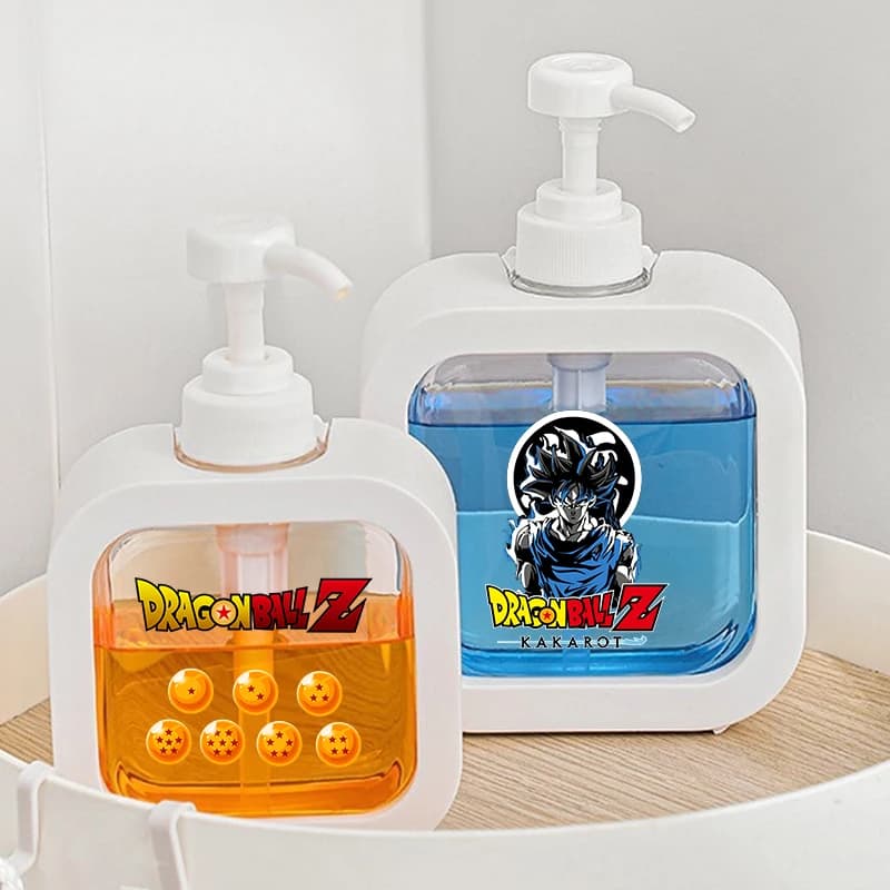 Dispenser di Sapone Creativo Dragon Ball da 300ML, Bottiglia Ricaricabile Trasparente Portatile per Gel Doccia e Detersivo