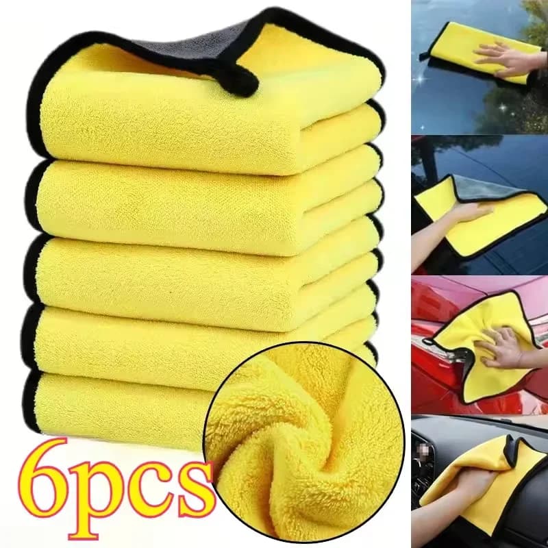 1/2/6 pezzi asciugamani per pulizia auto in microfibra lavaggio auto panno per asciugare orlo asciugamano in microfibra cura panno per lavare accessori per dettagli auto