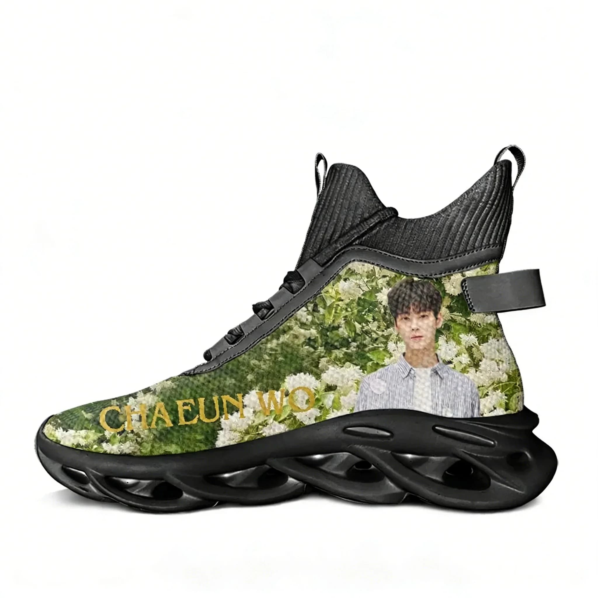 Sneakers alte KPOP Cha EunWoo da uomo e donna, scarpe sportive da trekking e da viaggio, scarpe da corsa, scarpe personalizzate da viaggio