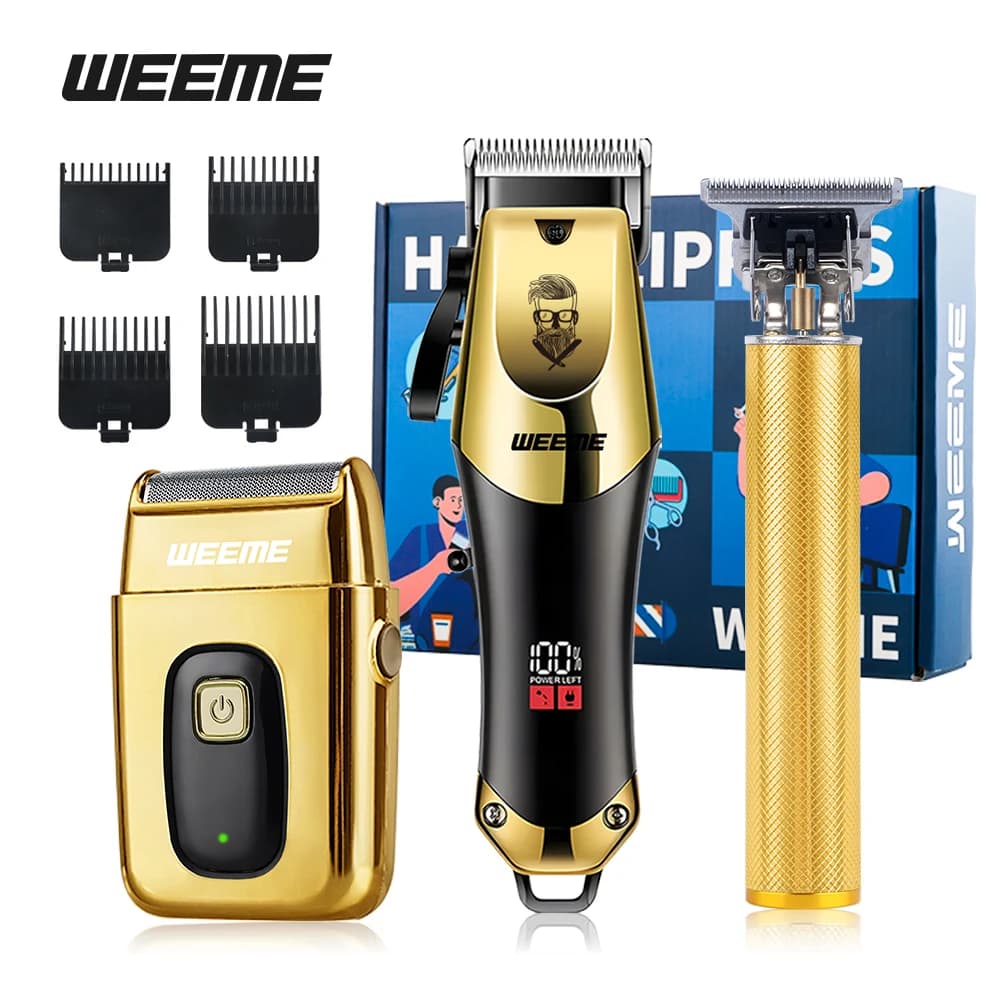 Rechargeable men's barber kit via USB 3 in 1, wireless haircuts and haircuts for home/saving room, perfect gift for men