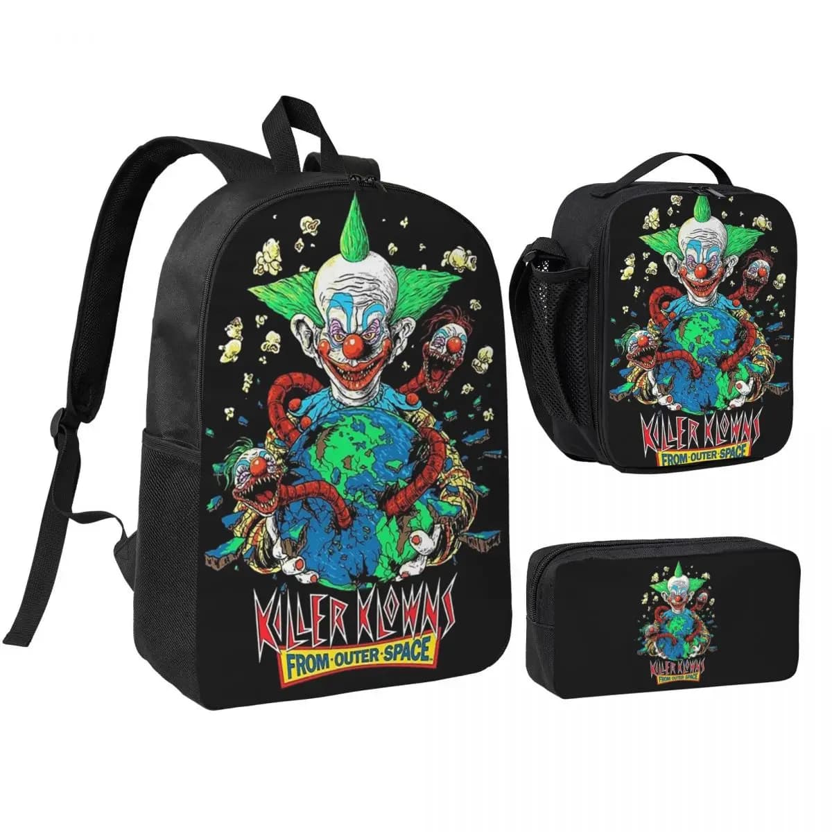 Zaino Killer Klowns From Outer Space, borsa per libri per studenti, borsa da scuola, borse a tracolla, 3 pezzi, borsa termica per il pranzo, astuccio per matite