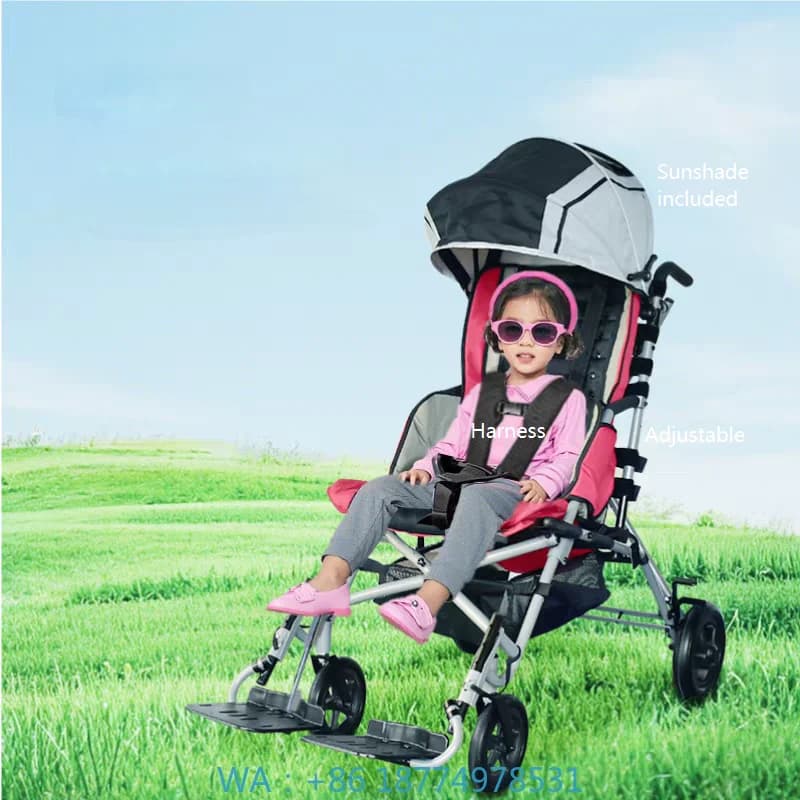 Tavolo parasole per esigenze speciali Paralsy cerebrale Bambino AdultoCS07 Passeggino pieghevole regolabile Sedia a spinta con opzionale