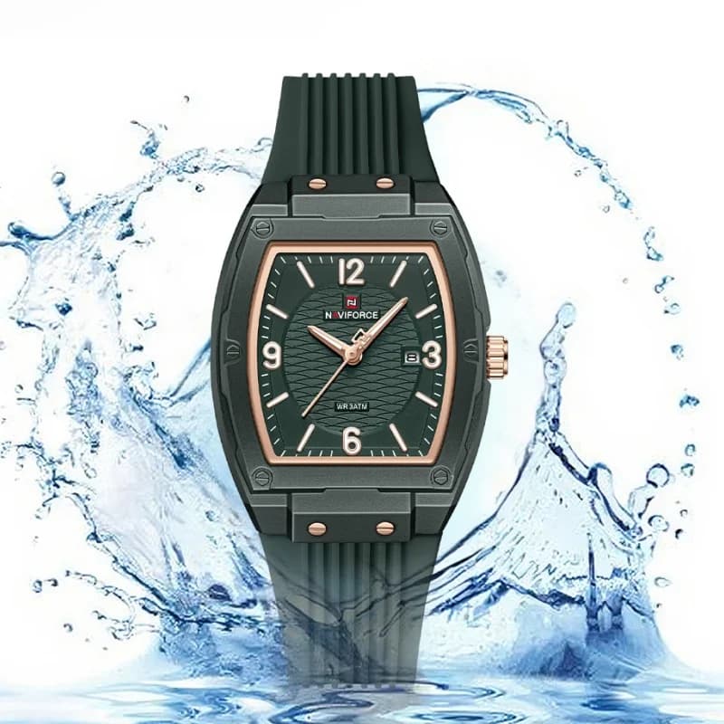 Orologio da Donna NAVIFORCE NF5070, Elegante Orologio al Quarzo con Lancette Luminose, Cinturino in Silicone, Impermeabile 3ATM