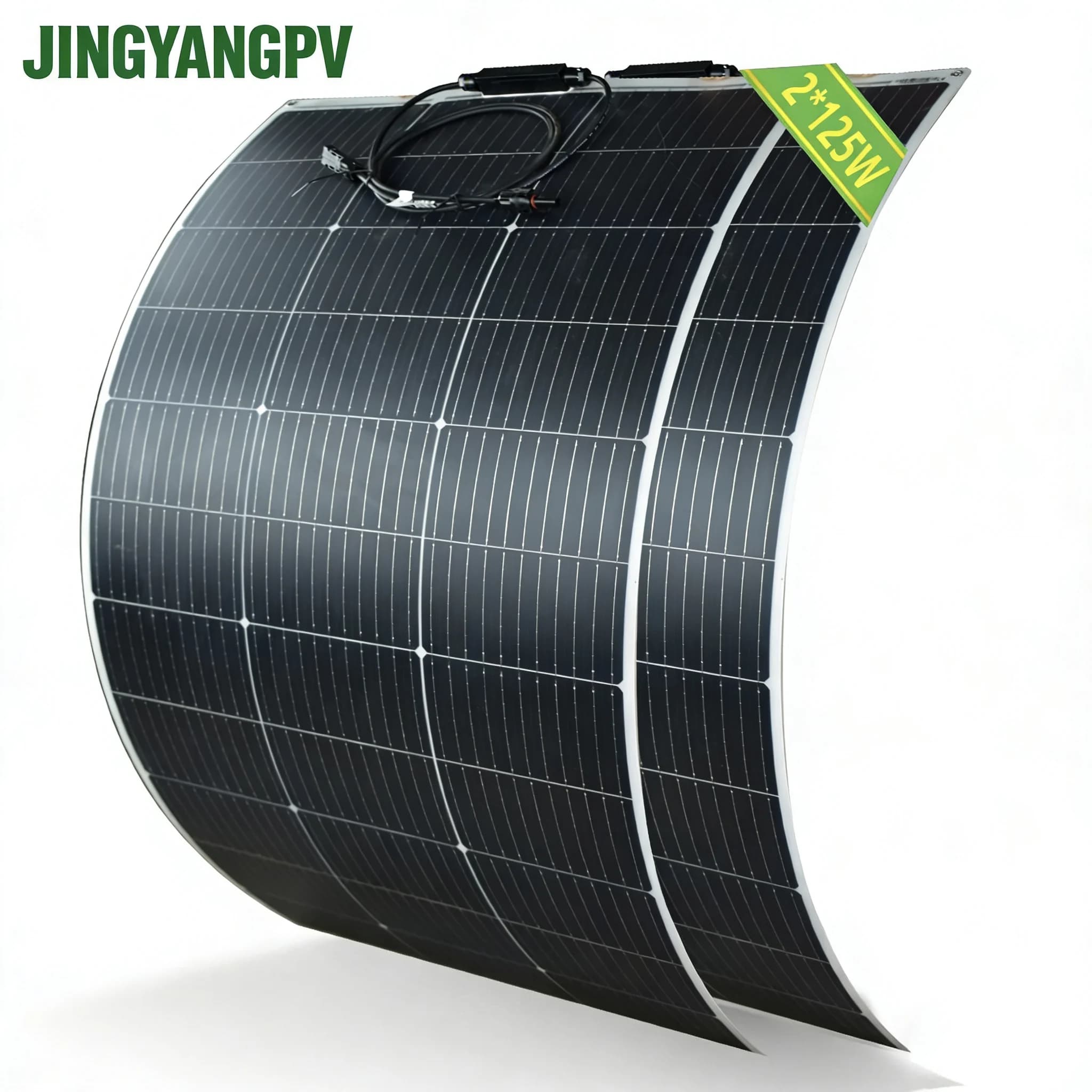 Pannelli Solari Flessibili 250W (2 Pezzi da 125W) 18V, Modulo Fotovoltaico Portatile Leggero e Impermeabile per Uso Esterno, Tetto, Camper, Nautica, Campeggio