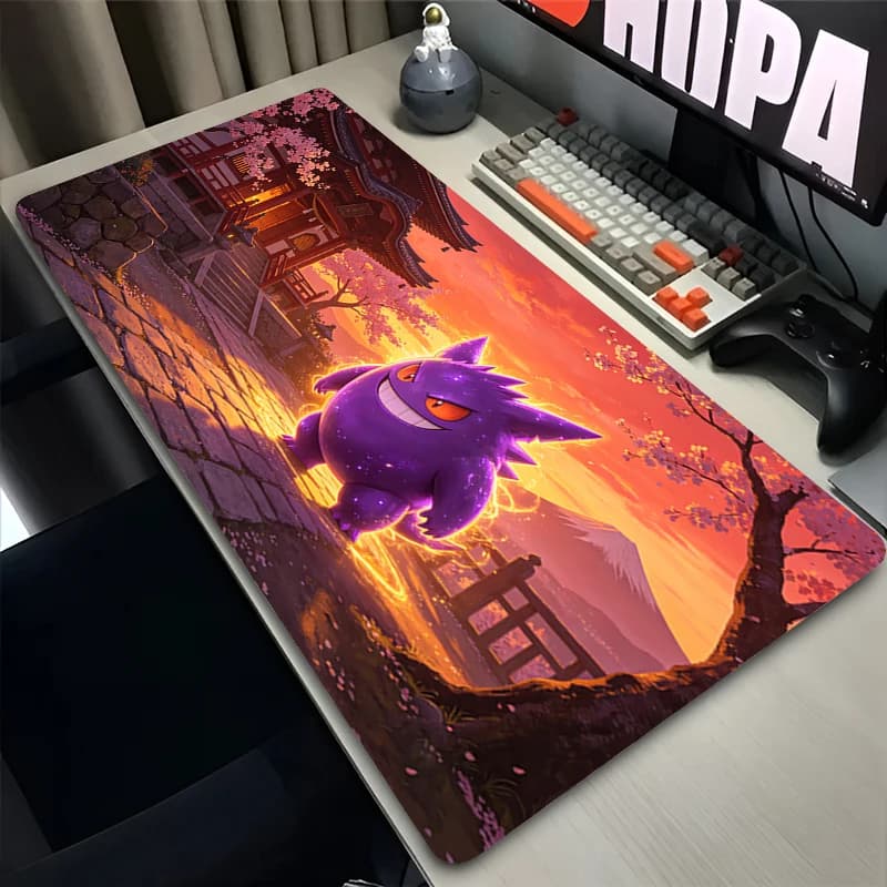 Tappetino per mouse Anime Pokemon Gengar Accessori da gioco professionali Tappetino per tastiera con bordo in gomma Tappetino per mouse da gioco Superficie liscia