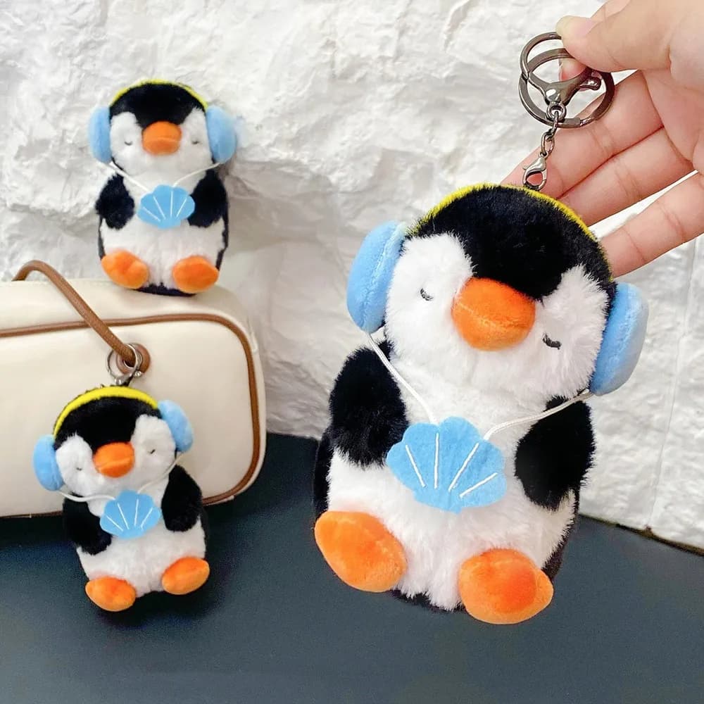 Auricolari di peluche Pingu Portachiavi di peluche Cartone animato Divertente Telefono Pingu Doll Ciondolo Morbido e carino Pinguino di peluche Regalo di coppia