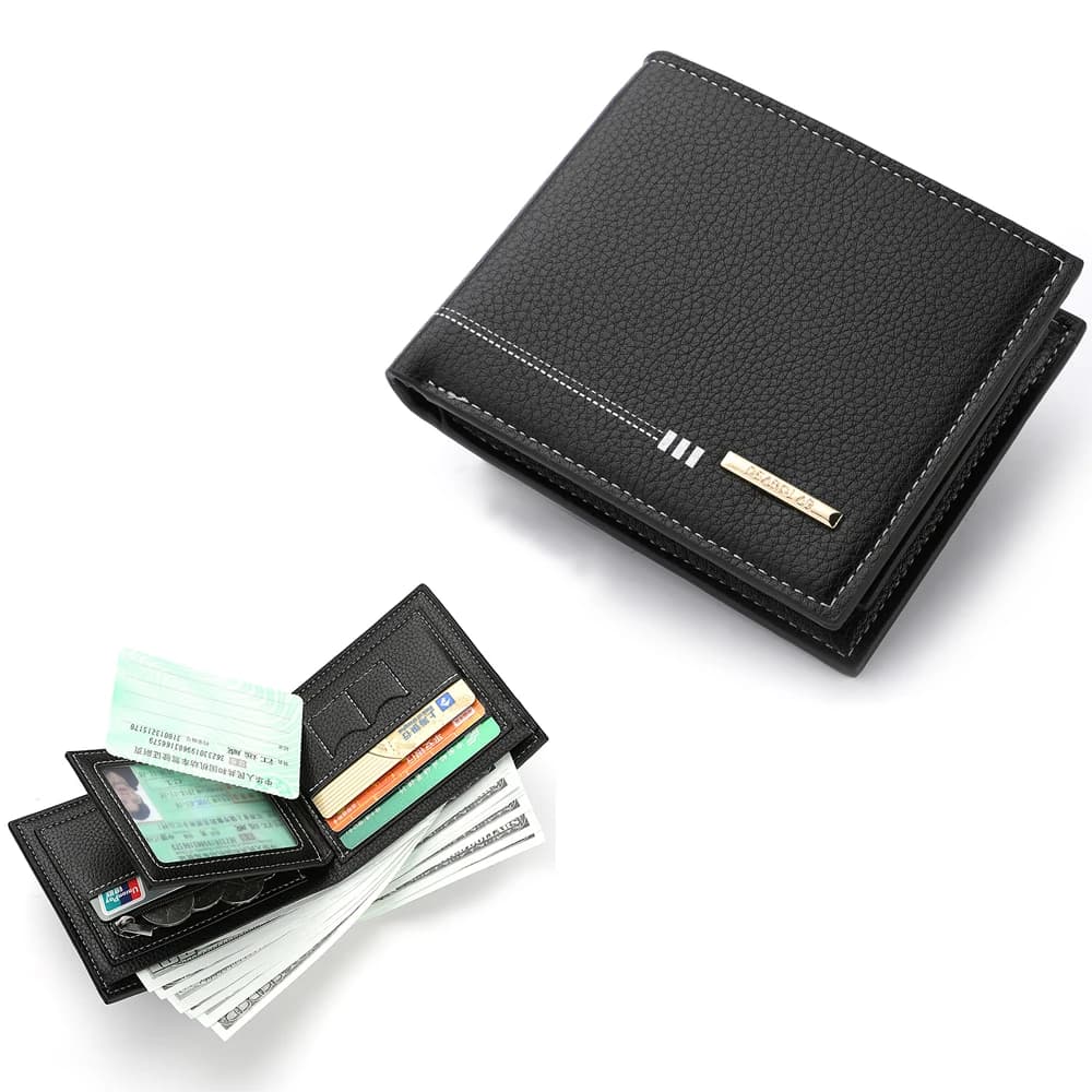New Men's Wallet Credit Card Holder Zipper Coin Purse High-Quality Lychee Pattern Business Short Wallet For Men