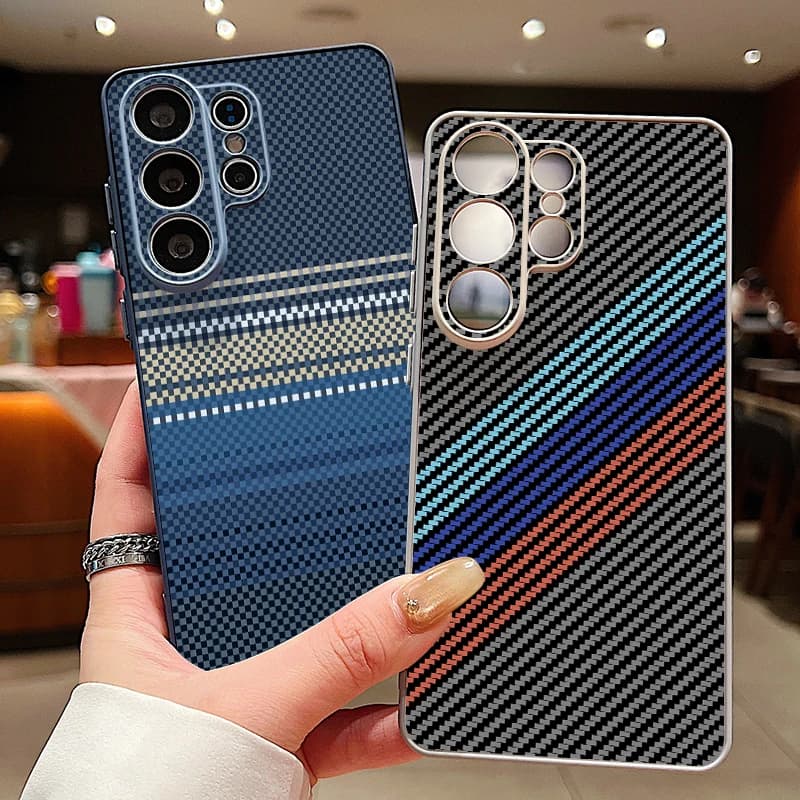 Cover Magnetica con Texture in Fibra di Carbonio per Samsung Galaxy S26 S25 S24 Ultra S25 S23 FE A57 A56 A37 A17 A55 A26 A36 A35