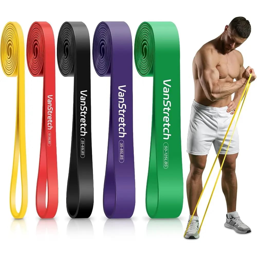 Set di Fasce Elastiche a 5 Livelli di Resistenza per Uomini e Donne - Ideali per Allenamenti a Casa, Training e Fisioterapia