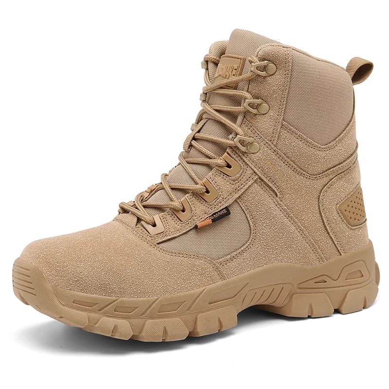 Stivali alti da uomo Outdoor antiscivolo con lacci piatti morbidi resistenti all'usura scarpe da trekking da uomo stivali da combattimento comodi e traspiranti da uomo