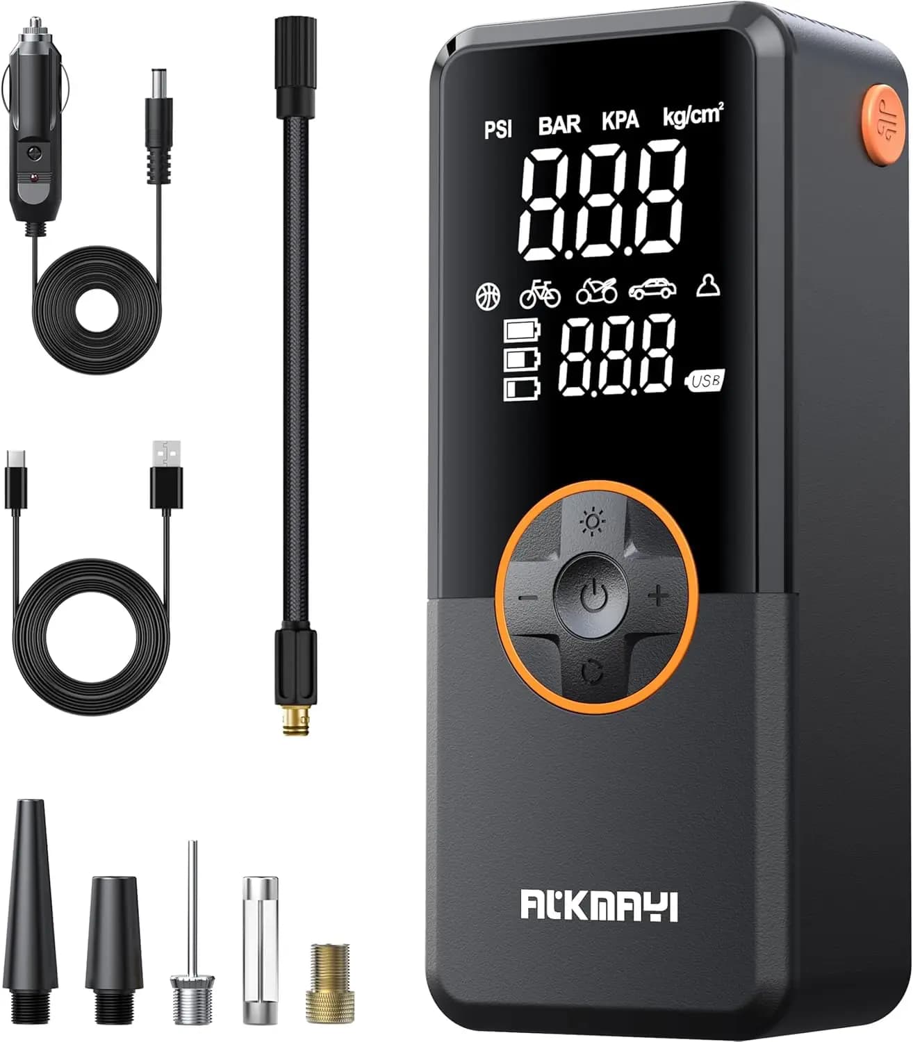 Gonfiatore portatile per pneumatici da 150 PSI, compressore d'aria wireless da 12 V per auto, moto, biciclette e palline