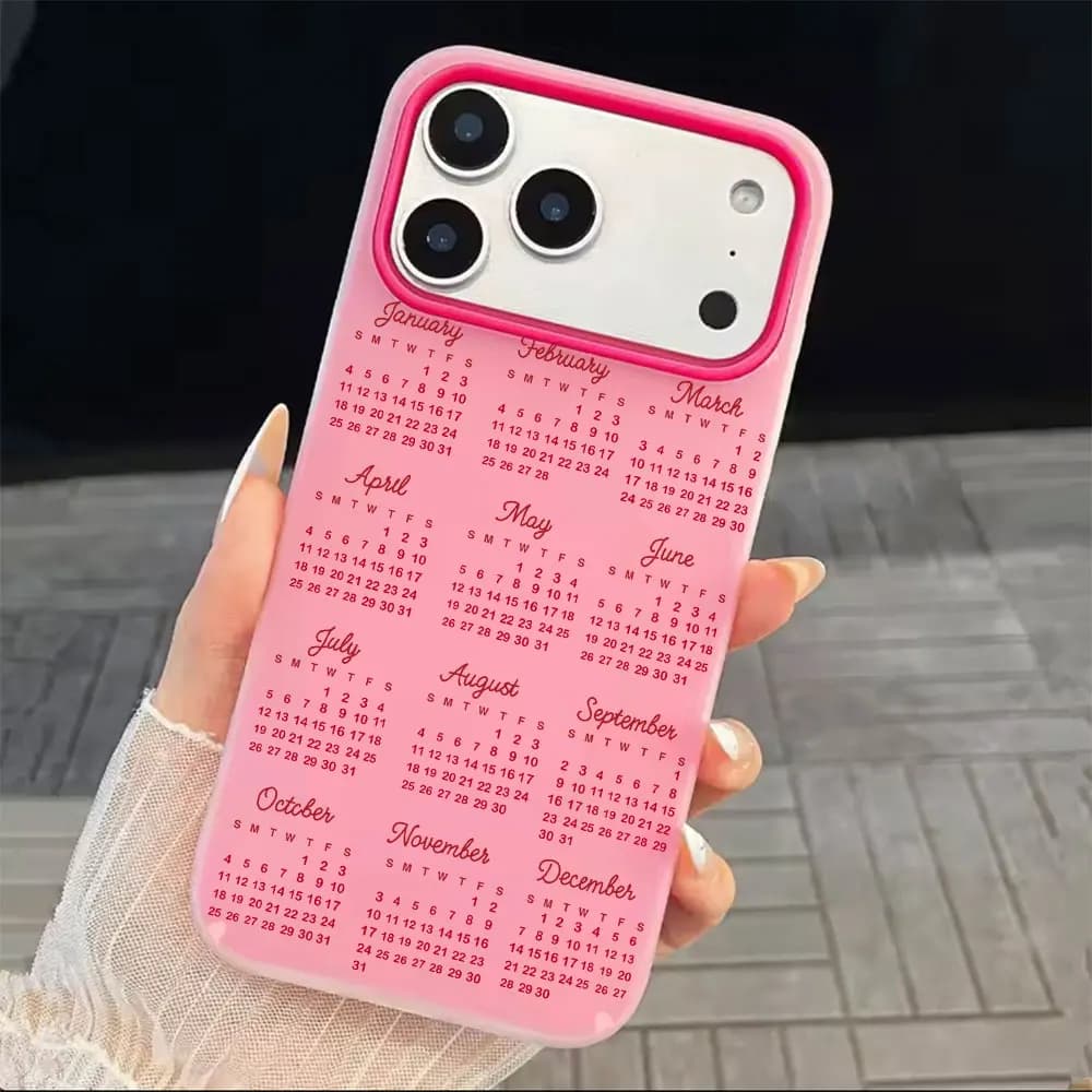 INS Phone Case for iPhone 17 Air 17 16 15 14 13 12 11 Pro Max XS X XR 7 8 16 Plus 17 2026 New Design Calendar Color Candy