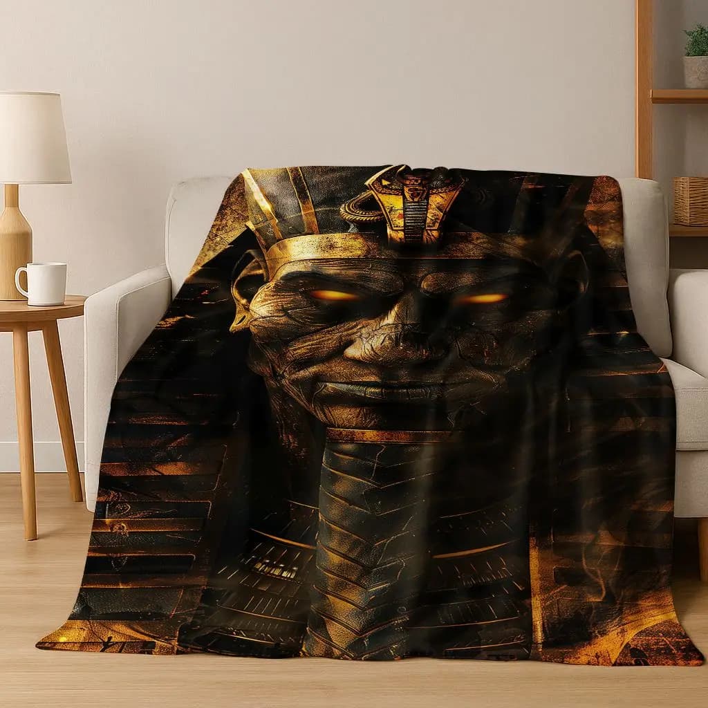 Antico Egitto Dei Morti Anubis Faraone Tutankhamun Maschera Coperta di Flanella, Comoda Coperta Morbida per la Casa Camera da Letto Divano Letto Bambino