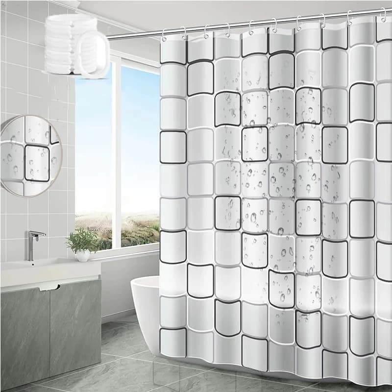 Tenda da doccia impermeabile Schermi da bagno durevoli a prova di muffa con gancio Tende da bagno stampate moderne Accessori da bagno