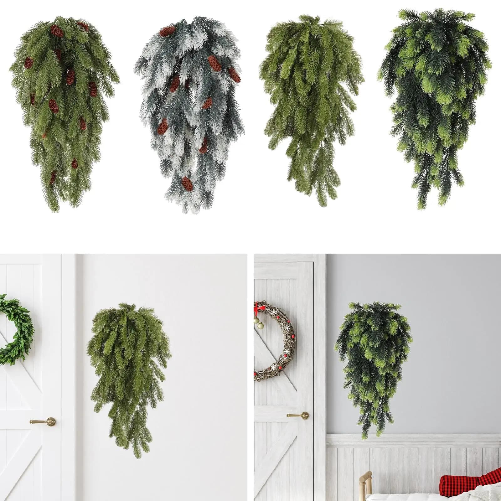 Artificial Hanging Plant Christmas Decoration Hanging Teardrop for Yard Outdoor Indoor Holiday Season Housewarming Porch