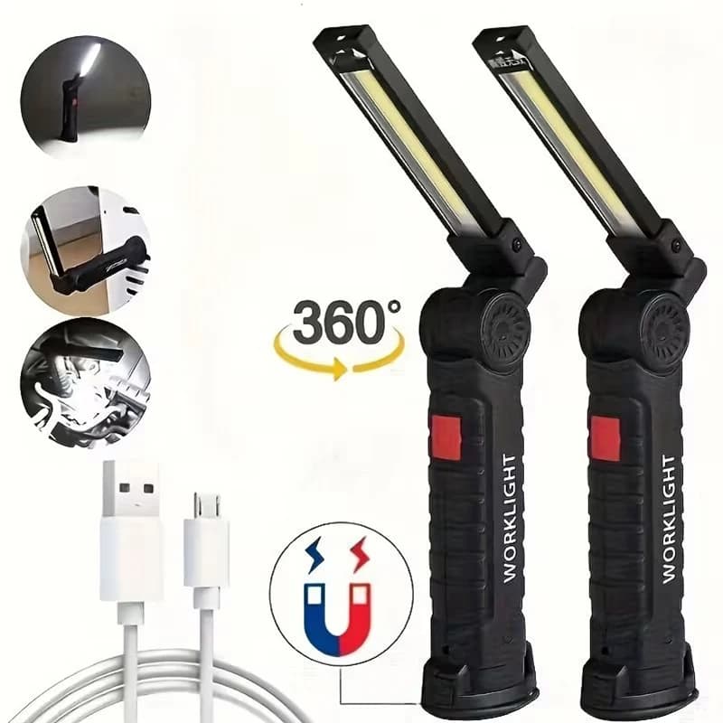 Portable Folding Magnetic Work Light USB Rechargeable for Car Repair Flashlight Built-in Battery Multifunctional Emergency Lamp