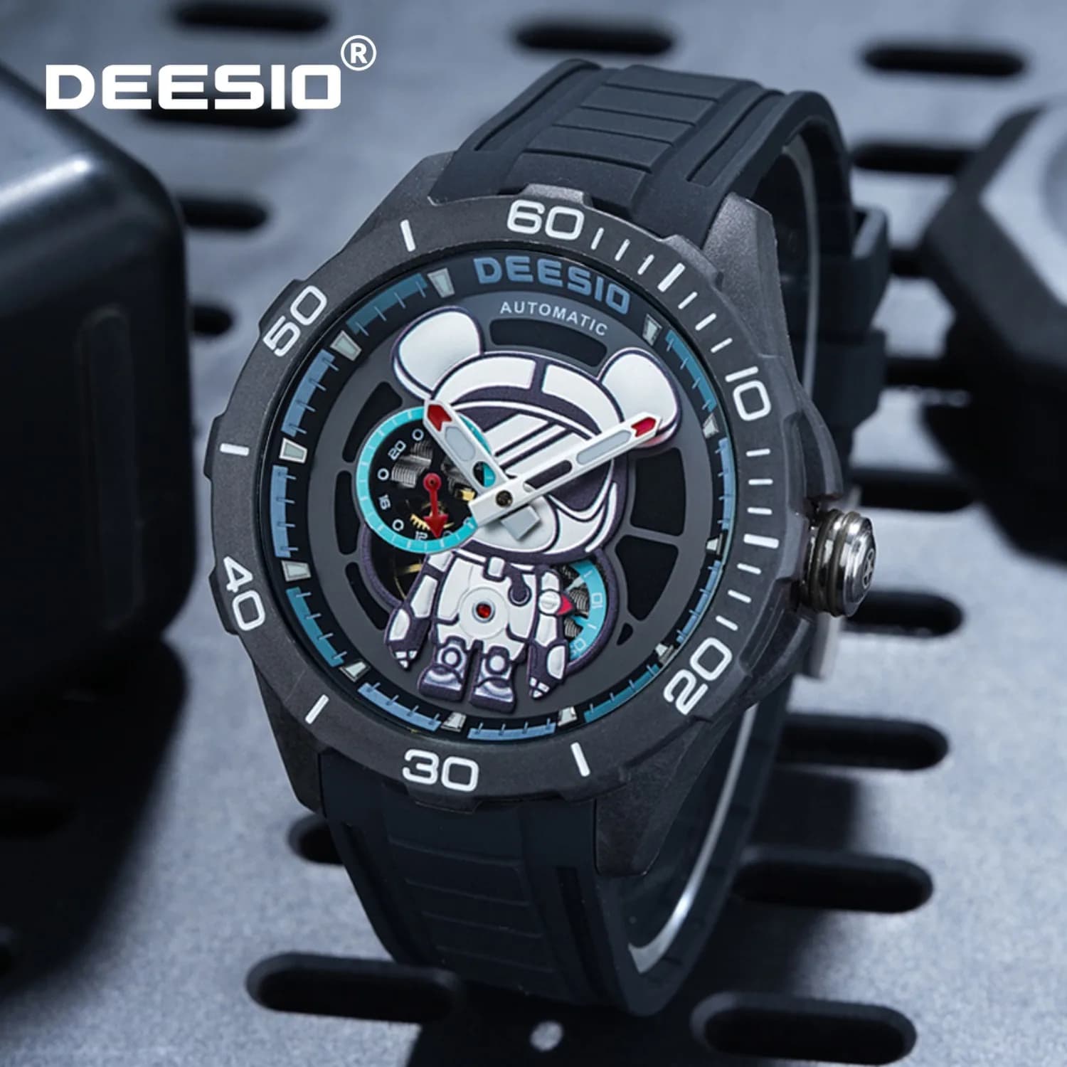 Orologio meccanico automatico da uomo Deesio, cassa in fibra di carbonio, quadrante scheletrato, lancette luminose, impermeabile 5ATM, orologio da polso regalo per uomo