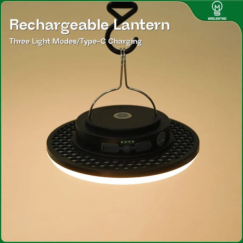 MOSLIGHTING Lanterna da campeggio a LED ricaricabile con magnete Torcia portatile Lampada da tenda sospesa Manutenzione del lavoro Illuminazione di emergenza
