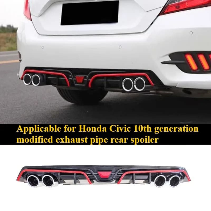 Applicable for Honda Civic 10th Generation Rear Bumper Diffuser Lip Splitter Tail Throat Exhaust Automobiles Exterior Accessory