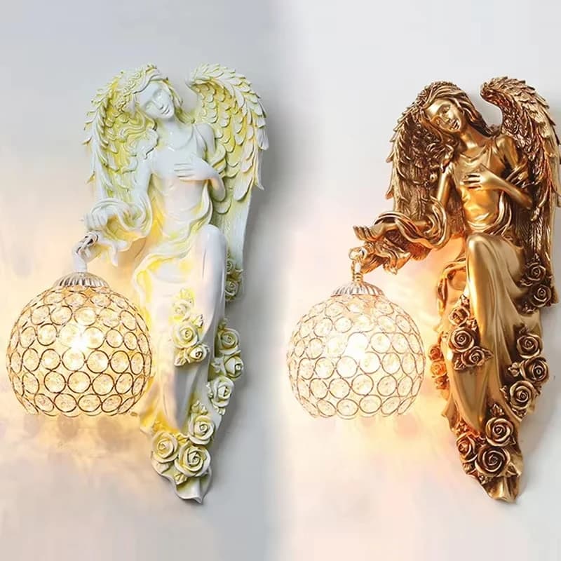 Lampade da parete Angel Girl Ali di rosa Applique creative Apparecchio di illuminazione a LED per soggiorno Camera da letto Bagno Specchio da parete Luci Decor