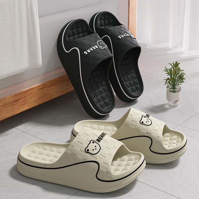 Summer Unisex Cute Cartoon EVA Slides Soft Non Slip Sole Dual Use Indoor Bathroom Outdoor Beach Couple Slippers